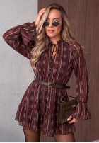 Wzorzysta Kleid mini z falbankami True Romance Beerenfarben