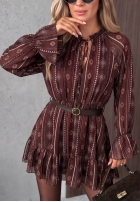 Wzorzysta Kleid mini z falbankami True Romance Beerenfarben