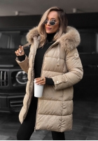 Długa pikowana Jacke z futerkiem Winter Sunday Schwarz