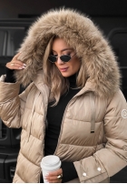 Długa pikowana Jacke z futerkiem Winter Sunday Schwarz