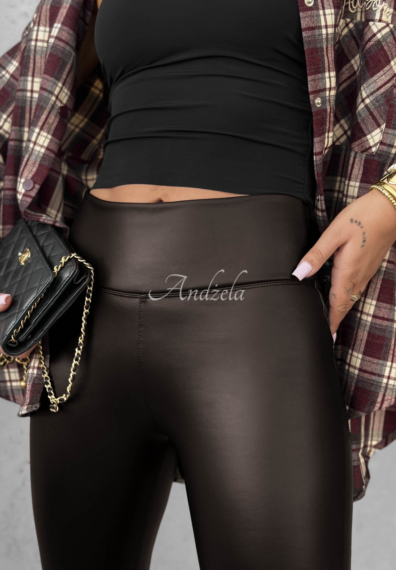 Lederleggings Be Like Me Schokoladenbraun