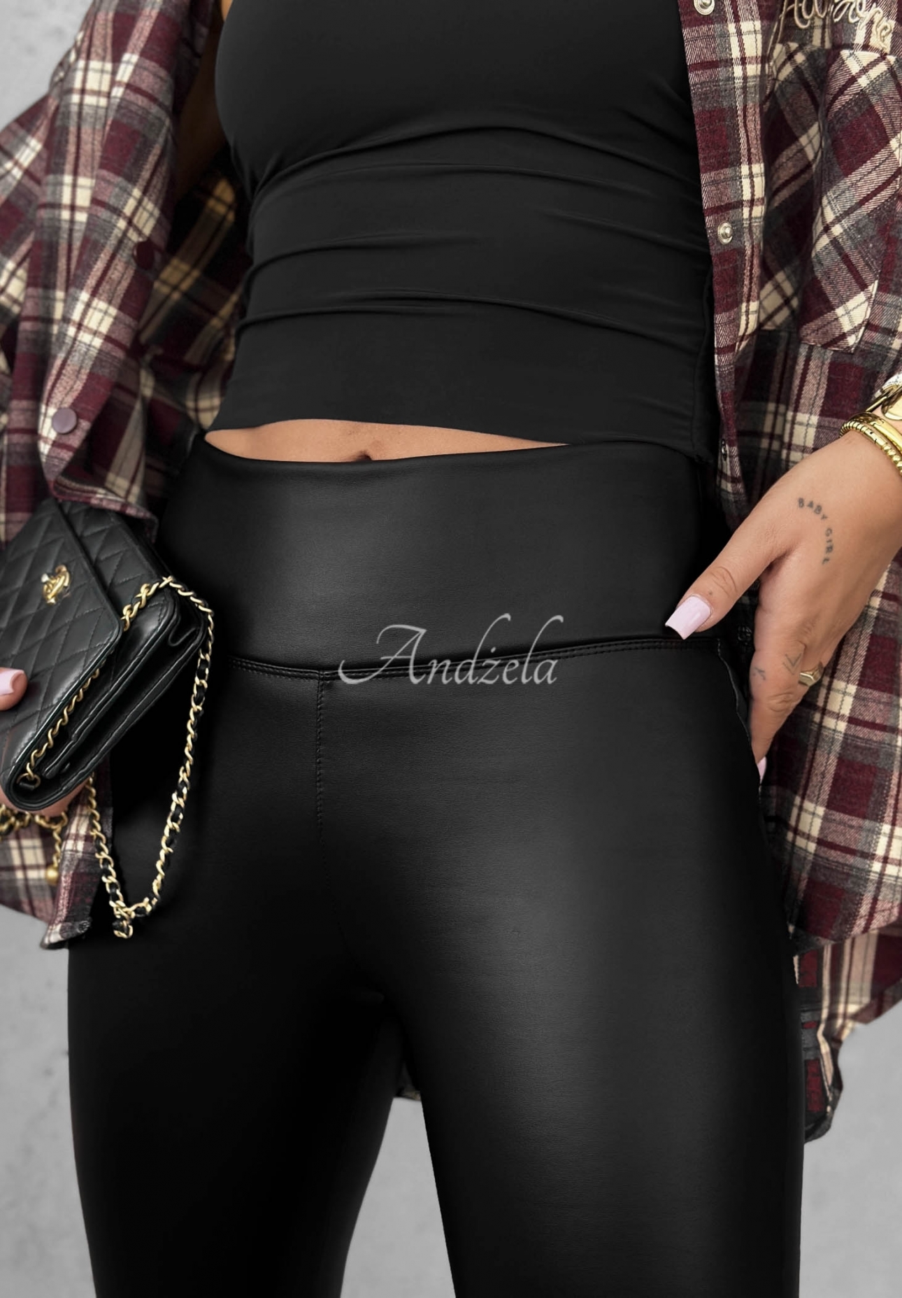 Lederleggings Be Like Me Schwarz