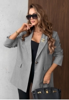 Elegancka Blazer z kołnierzem Timeless Poise jasnoszara