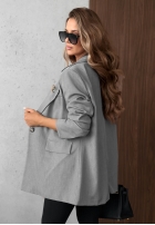 Elegancka Blazer z kołnierzem Timeless Poise jasnoszara
