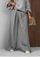 Eleganckie Hose wide leg z zakładkami Timeless Poise jasnoszare