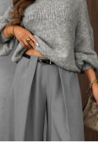 Eleganckie Hose wide leg z zakładkami Timeless Poise jasnoszare