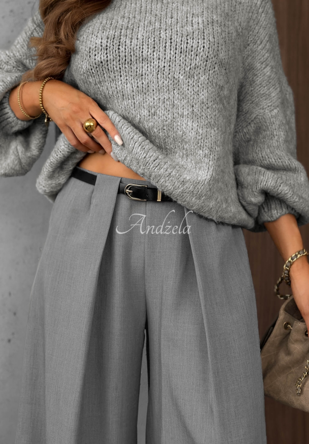 Elegante Wide-Leg-Hose mit Bundfalten Timeless Poise hellgrau