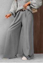 Eleganckie Hose wide leg z zakładkami Timeless Poise jasnoszare