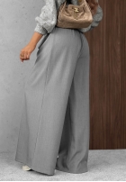 Eleganckie Hose wide leg z zakładkami Timeless Poise jasnoszare