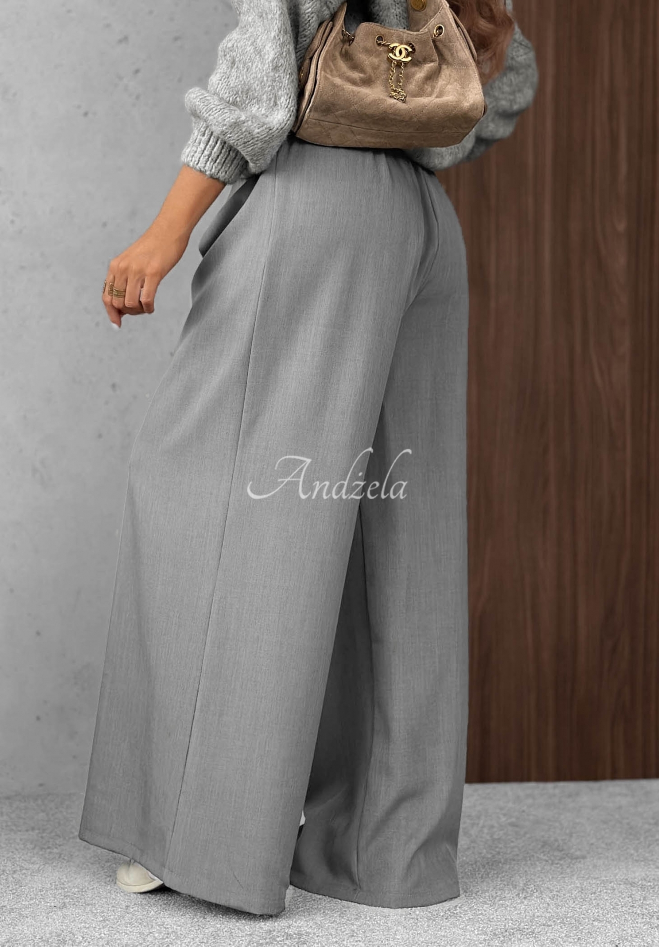 Elegante Wide-Leg-Hose mit Bundfalten Timeless Poise hellgrau