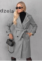 Długi Mantel z kołnierzem i paskiem Maple Street Camel