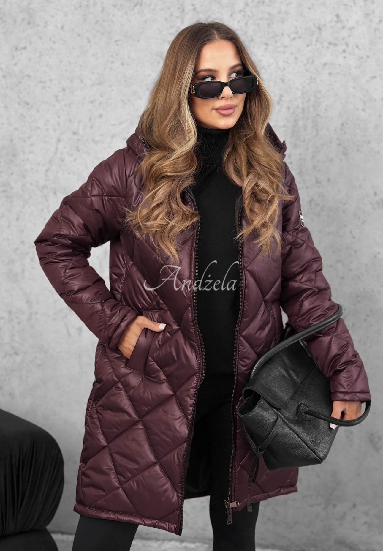 Lange Steppjacke Trust Your Intuition Beerenfarben