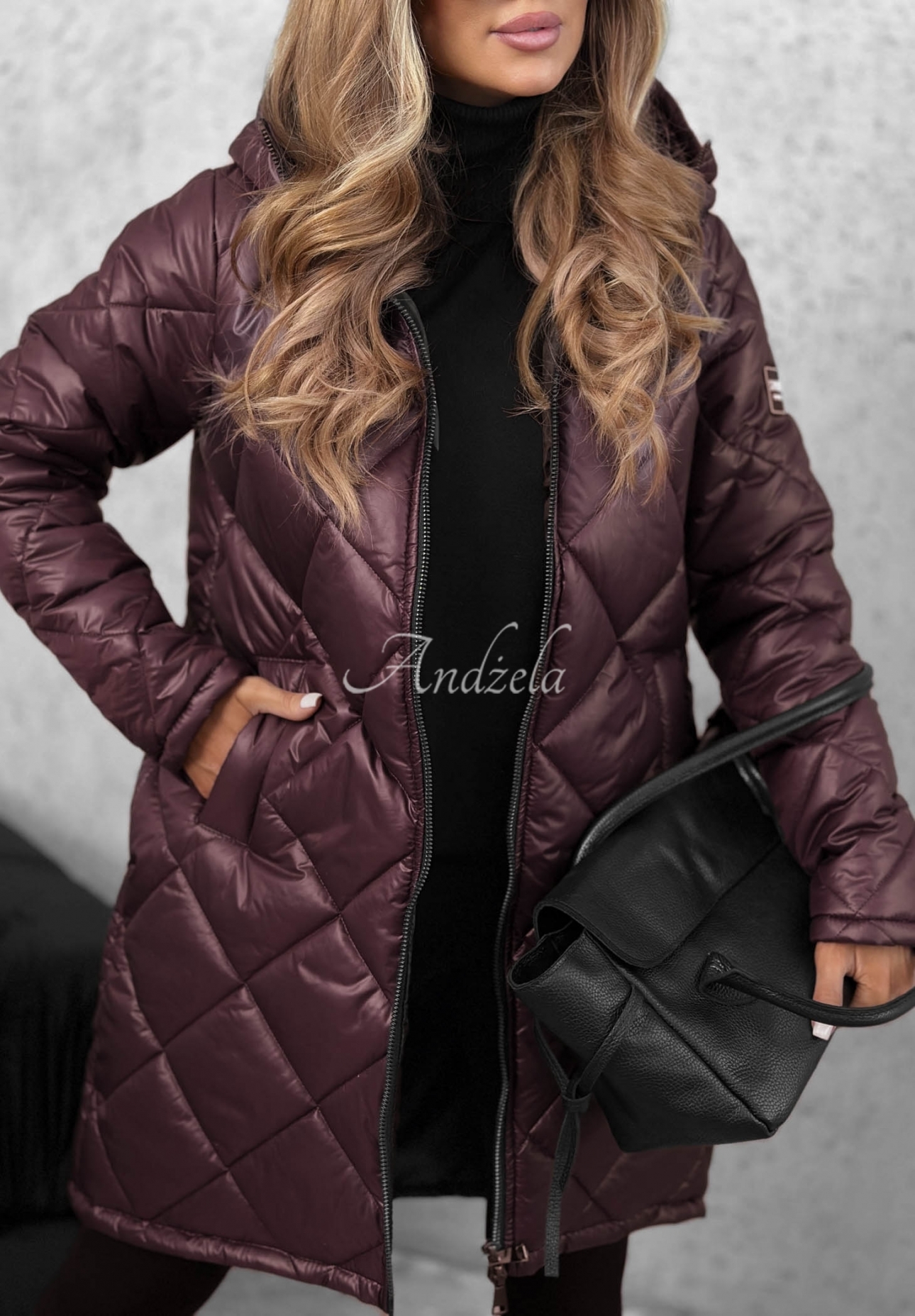 Lange Steppjacke Trust Your Intuition Beerenfarben