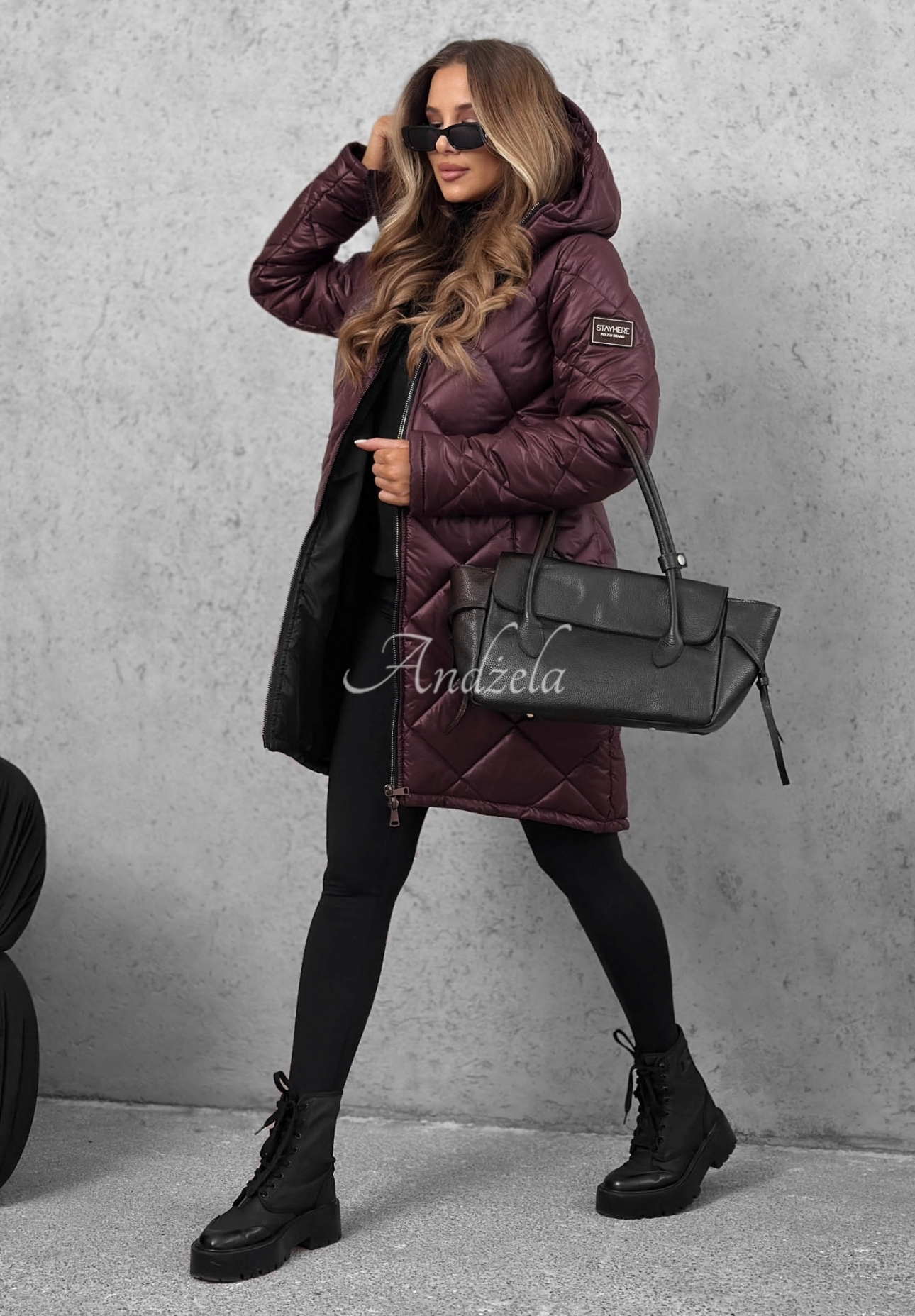 Lange Steppjacke Trust Your Intuition Beerenfarben
