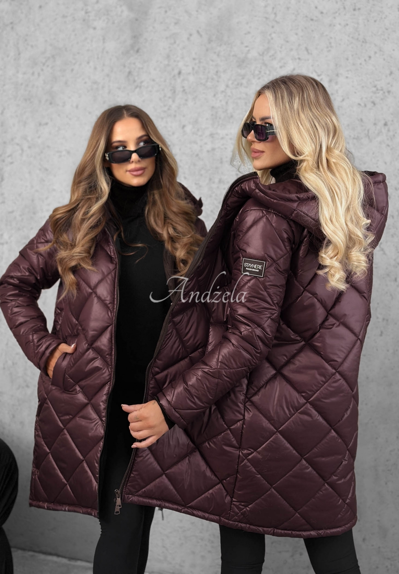Lange Steppjacke Trust Your Intuition Beerenfarben