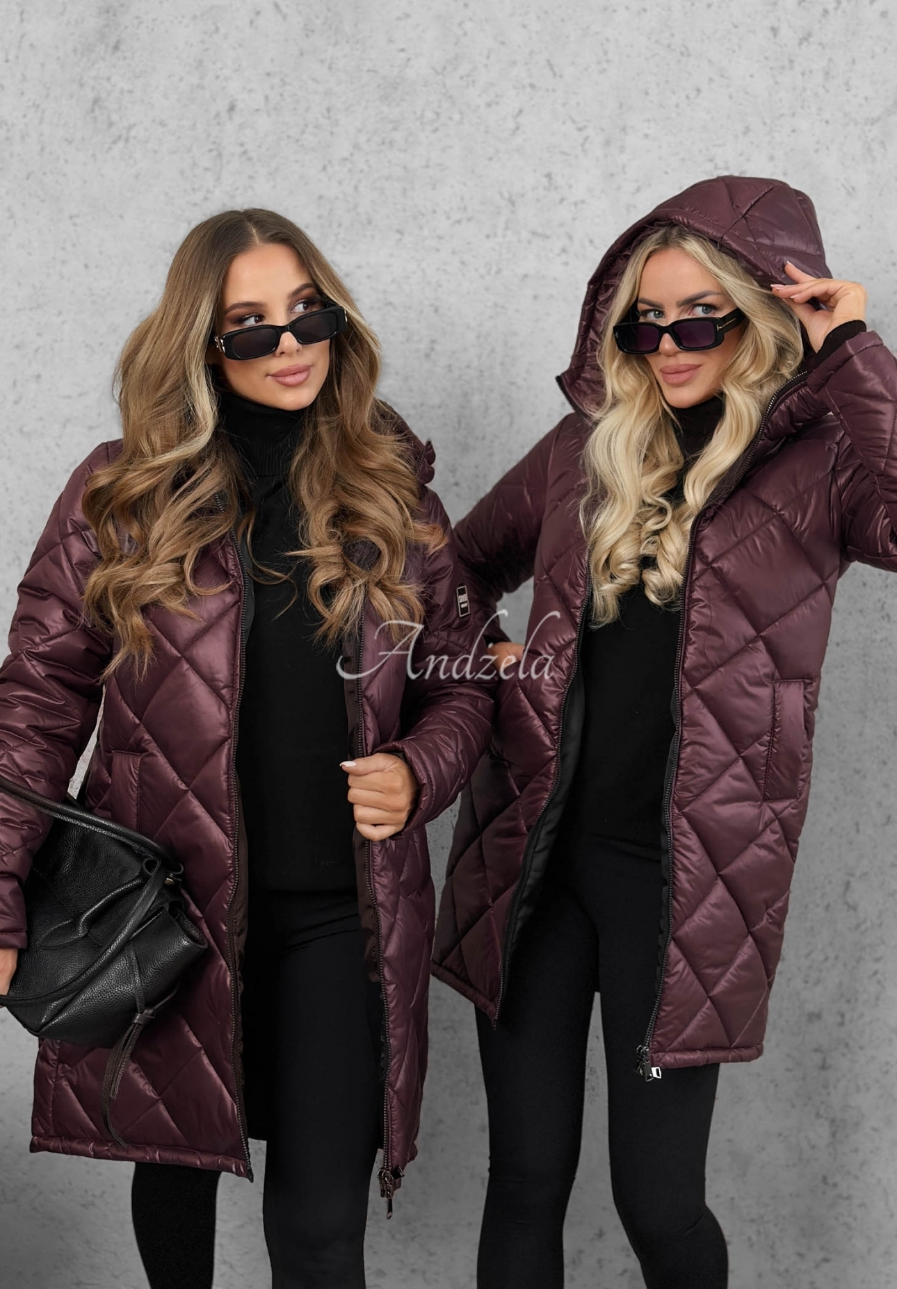 Lange Steppjacke Trust Your Intuition Beerenfarben