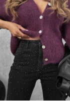 Hose Jeans mom fit z kryształkami Glitter Affair Schwarz