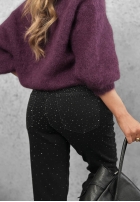 Hose Jeans mom fit z kryształkami Glitter Affair Schwarz