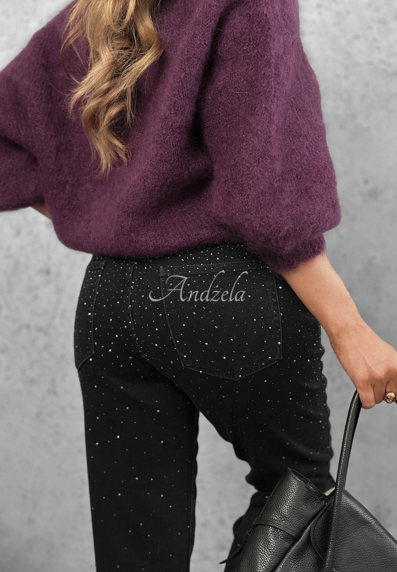 Mom-Fit-Jeans mit Kristallen Glitter Affair Schwarz