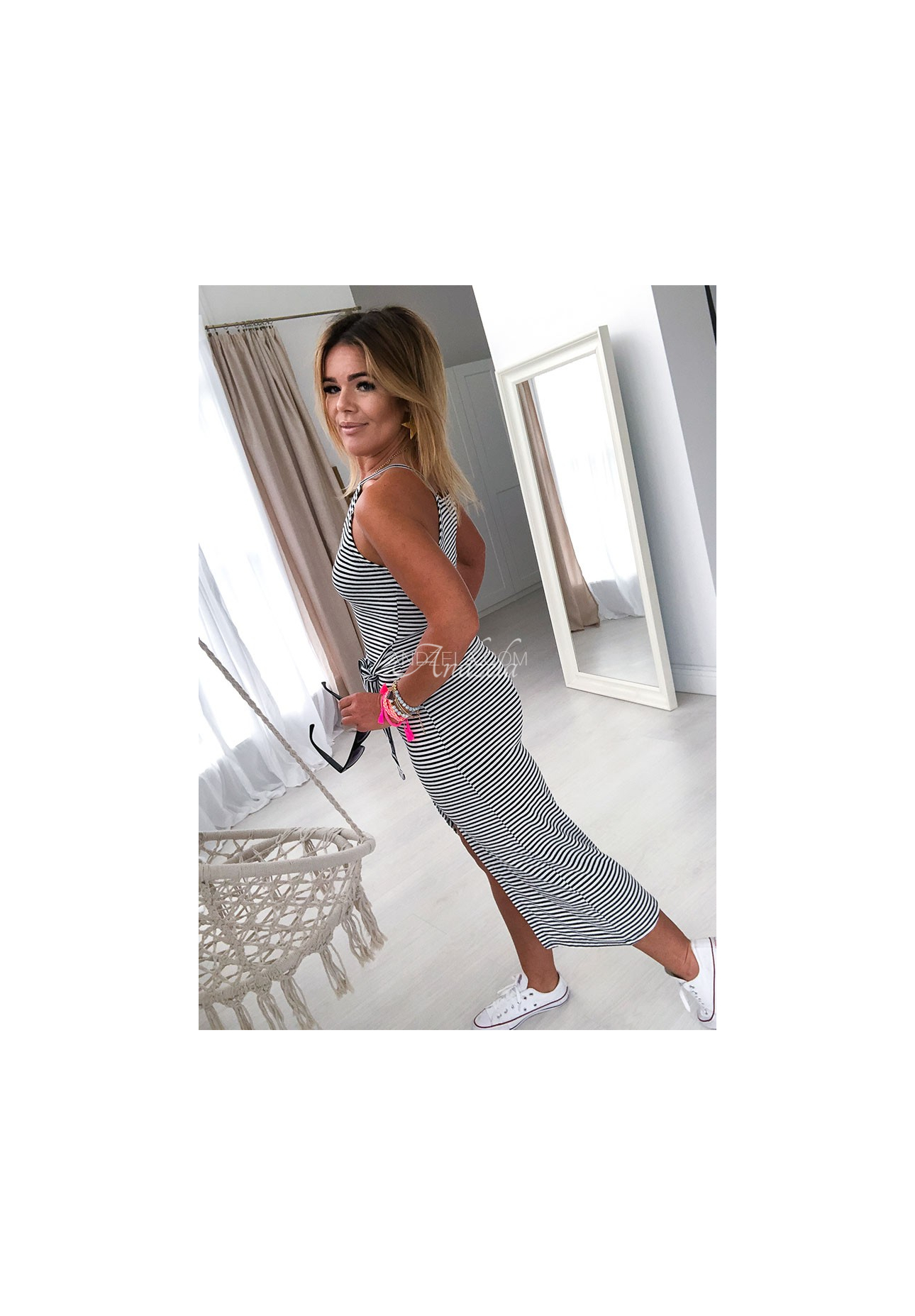 Gestreiftes Wickelkleid Maxi Paola