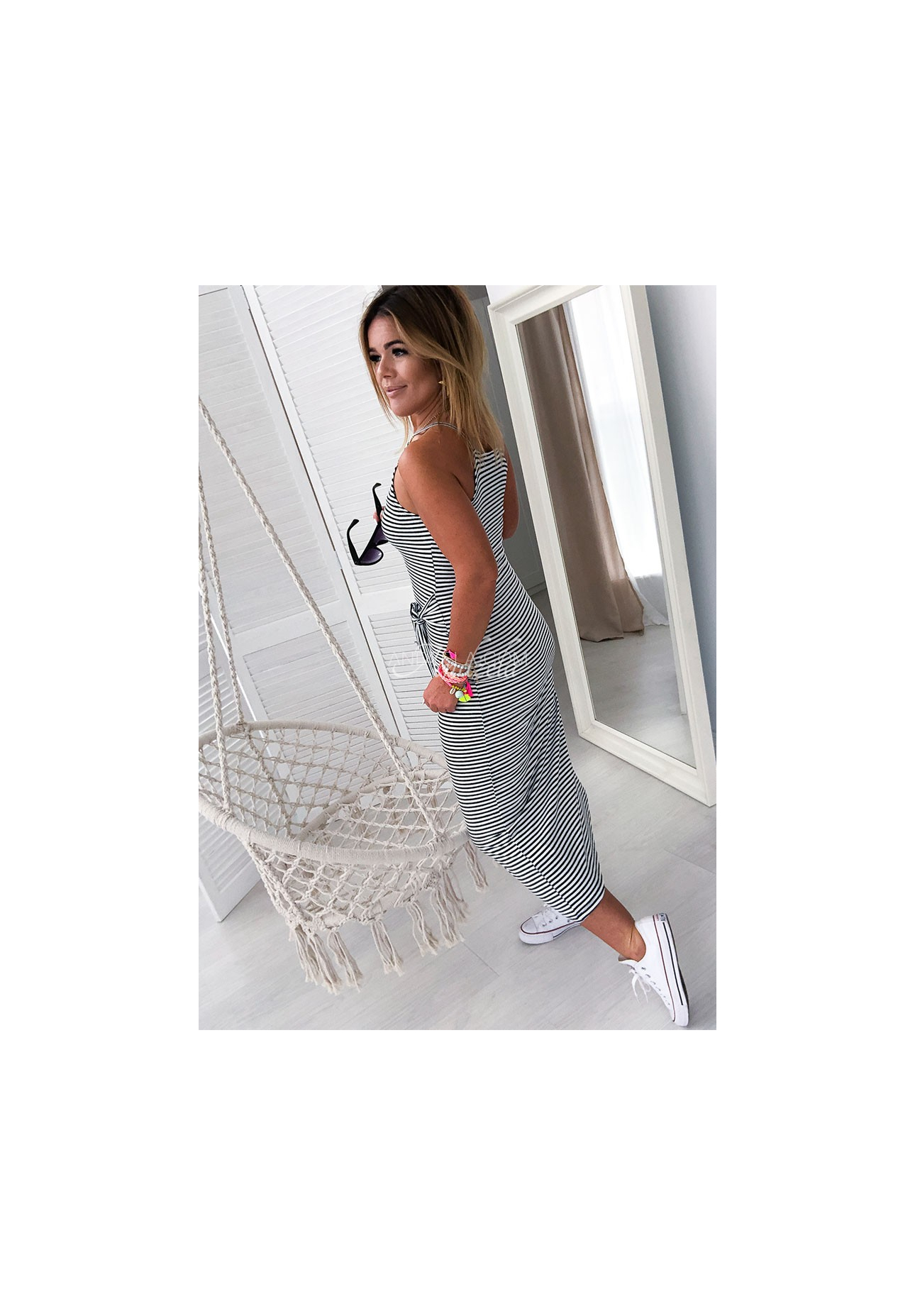 Gestreiftes Wickelkleid Maxi Paola