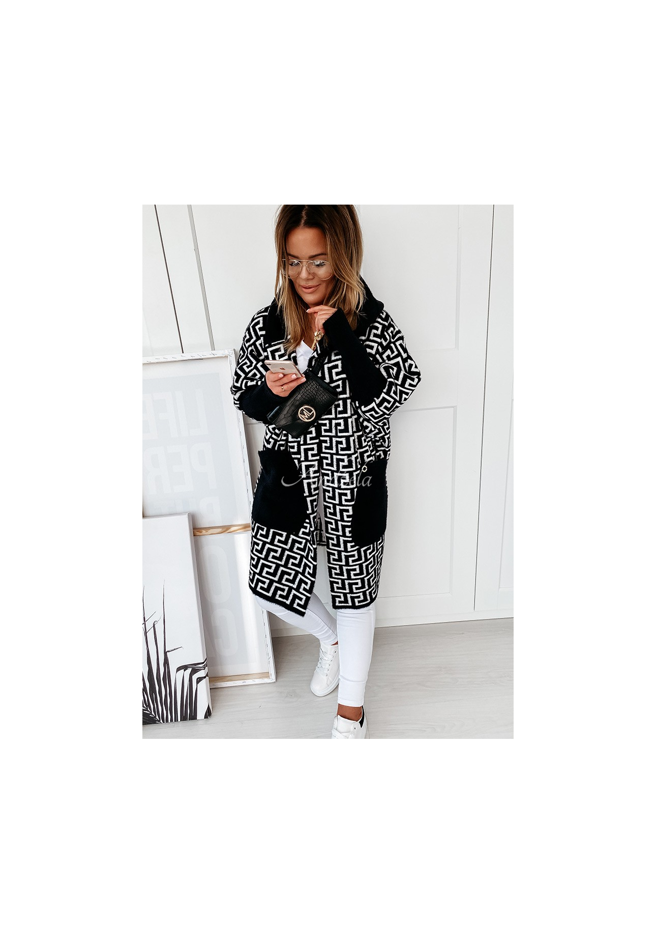 Langer Mantel aus Alpaka Cocomore Viviano Schwarz