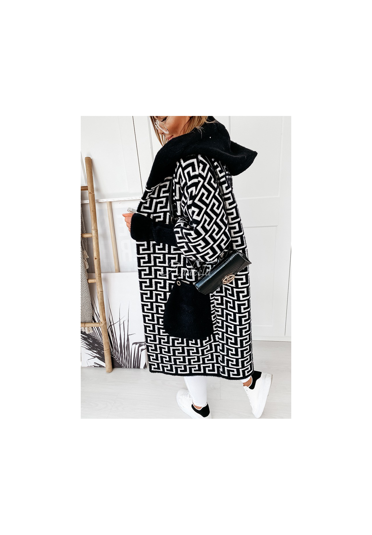 Langer Mantel aus Alpaka Cocomore Viviano Schwarz