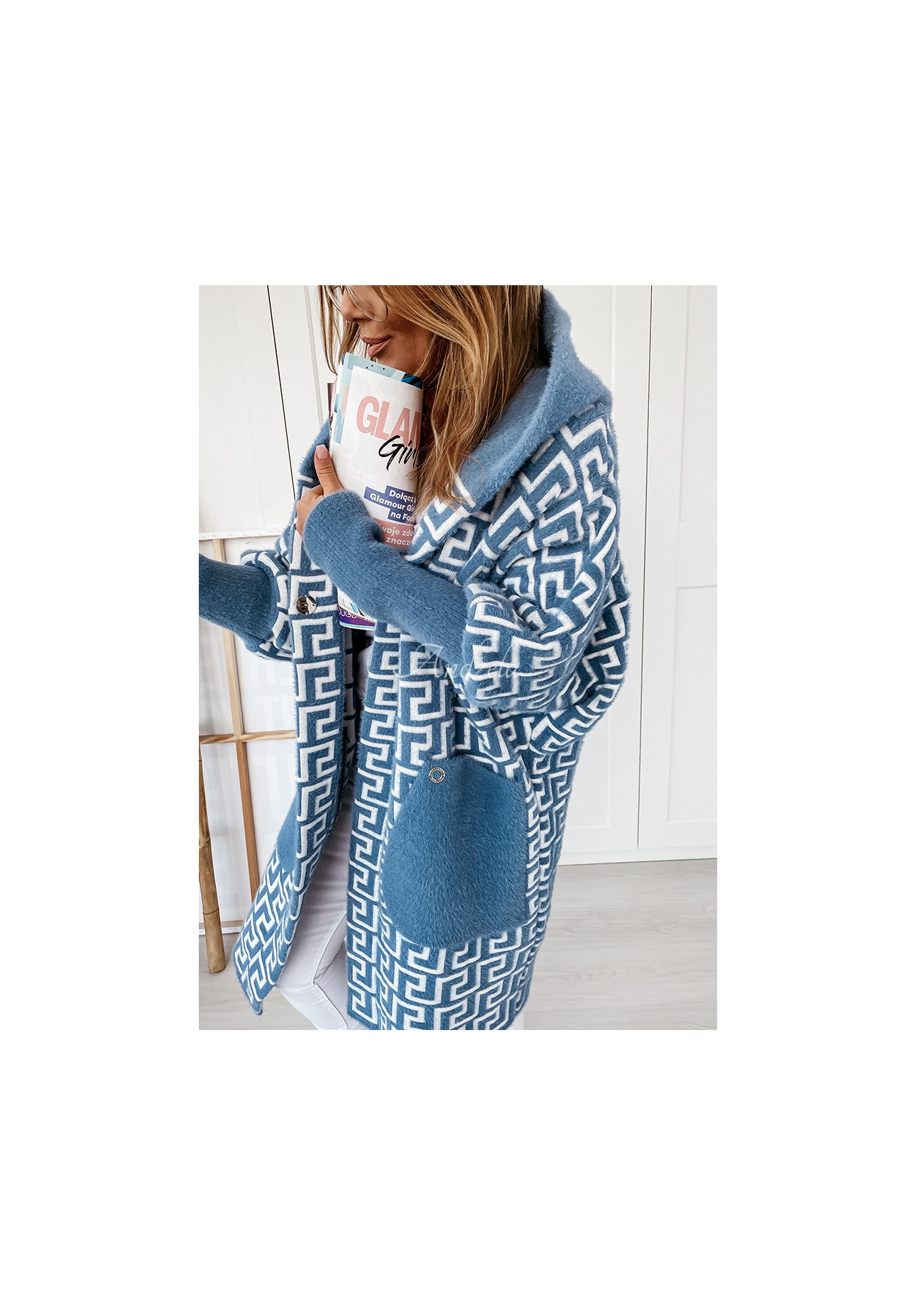 Langer Mantel aus Alpaka Cocomore Viviano Blau