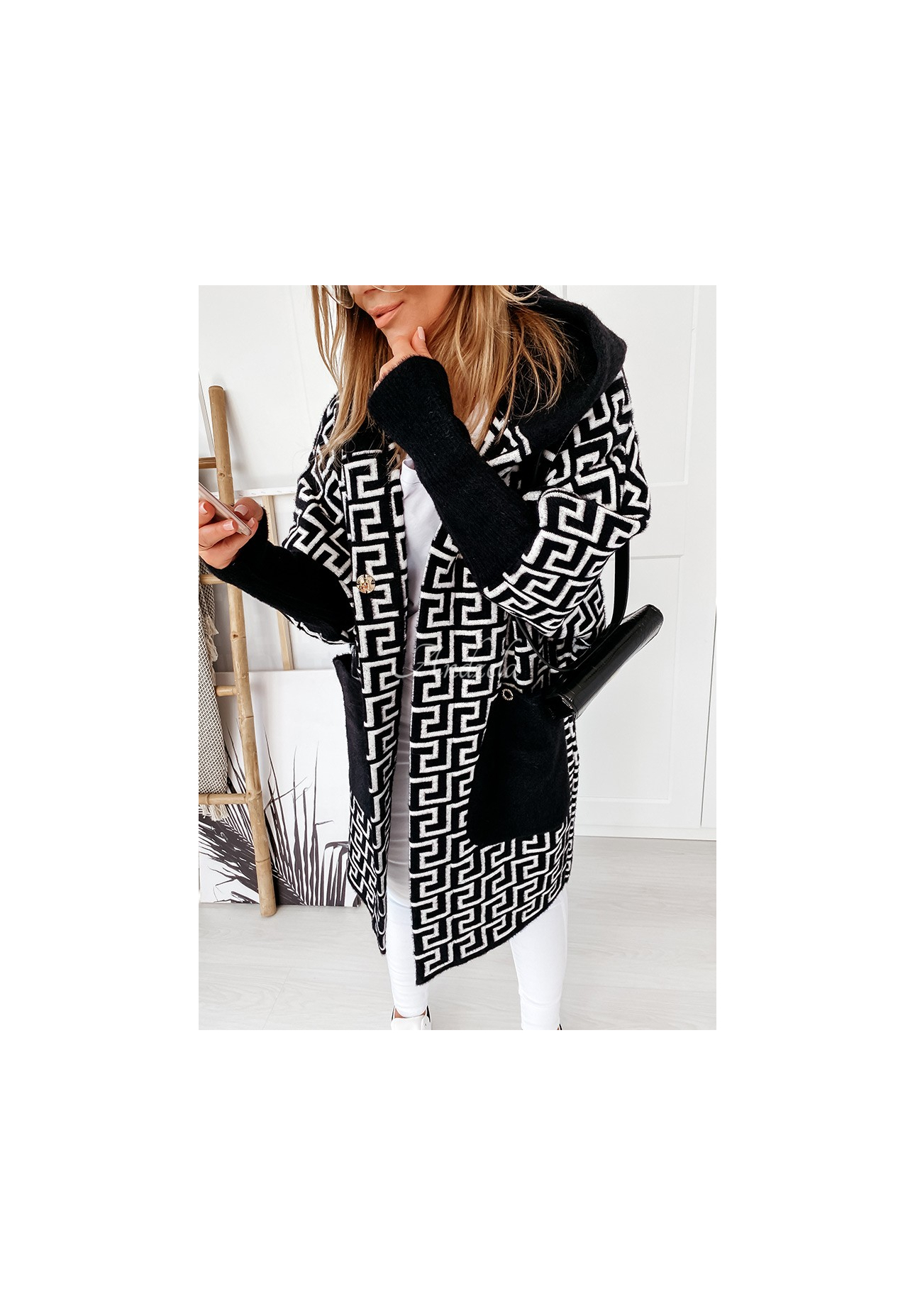Langer Mantel aus Alpaka Cocomore Viviano Schwarz