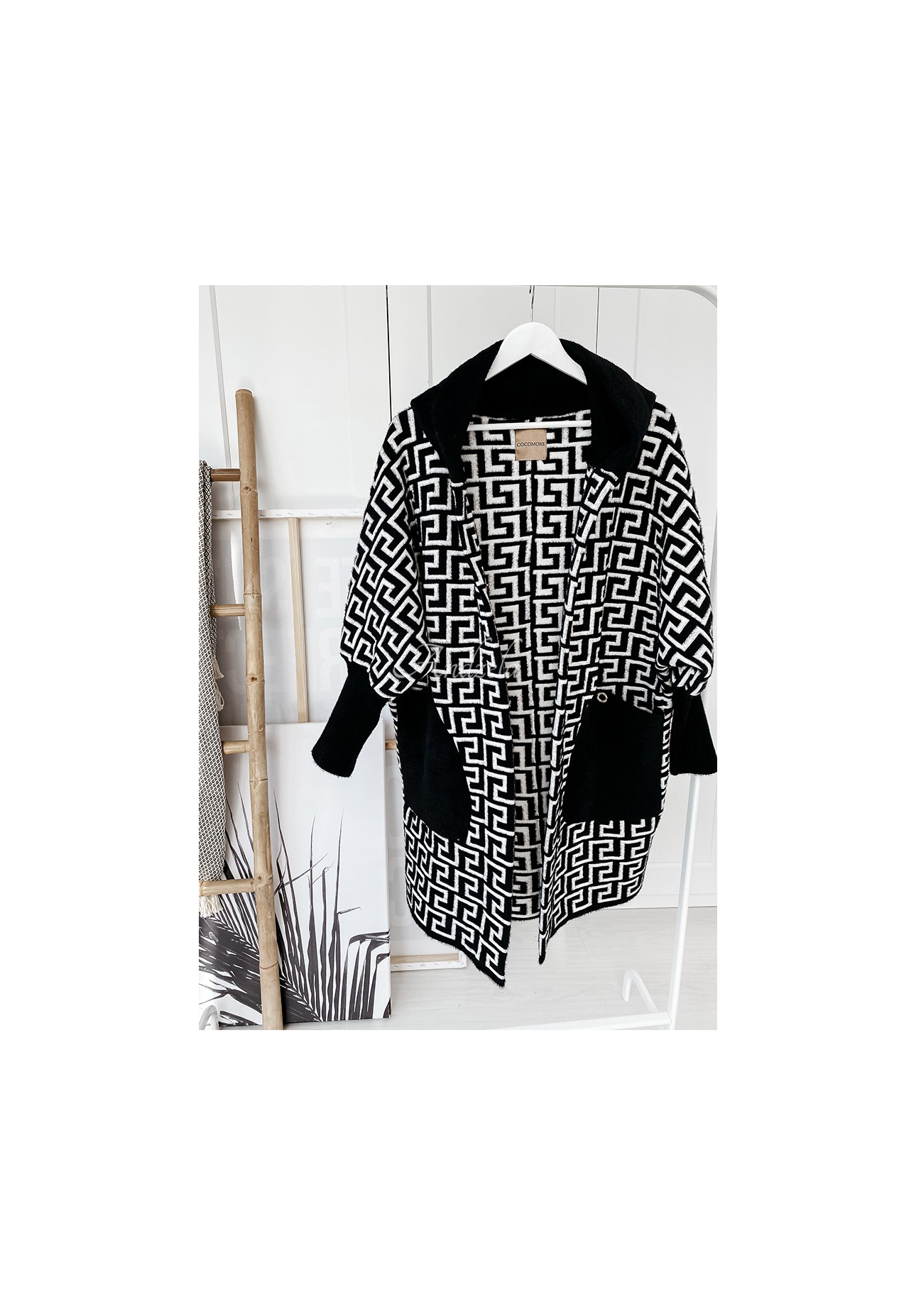 Langer Mantel aus Alpaka Cocomore Viviano Schwarz