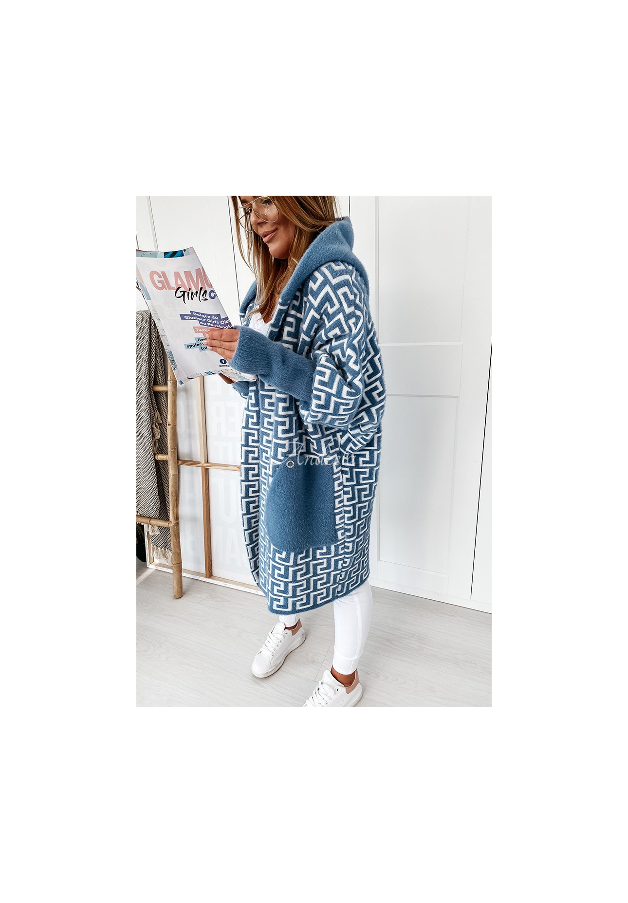 Langer Mantel aus Alpaka Cocomore Viviano Blau