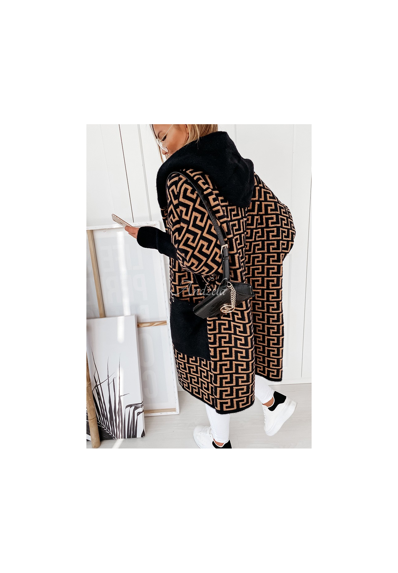 Langer Alpaka-Mantel Cocomore Viviano dunkel Camel