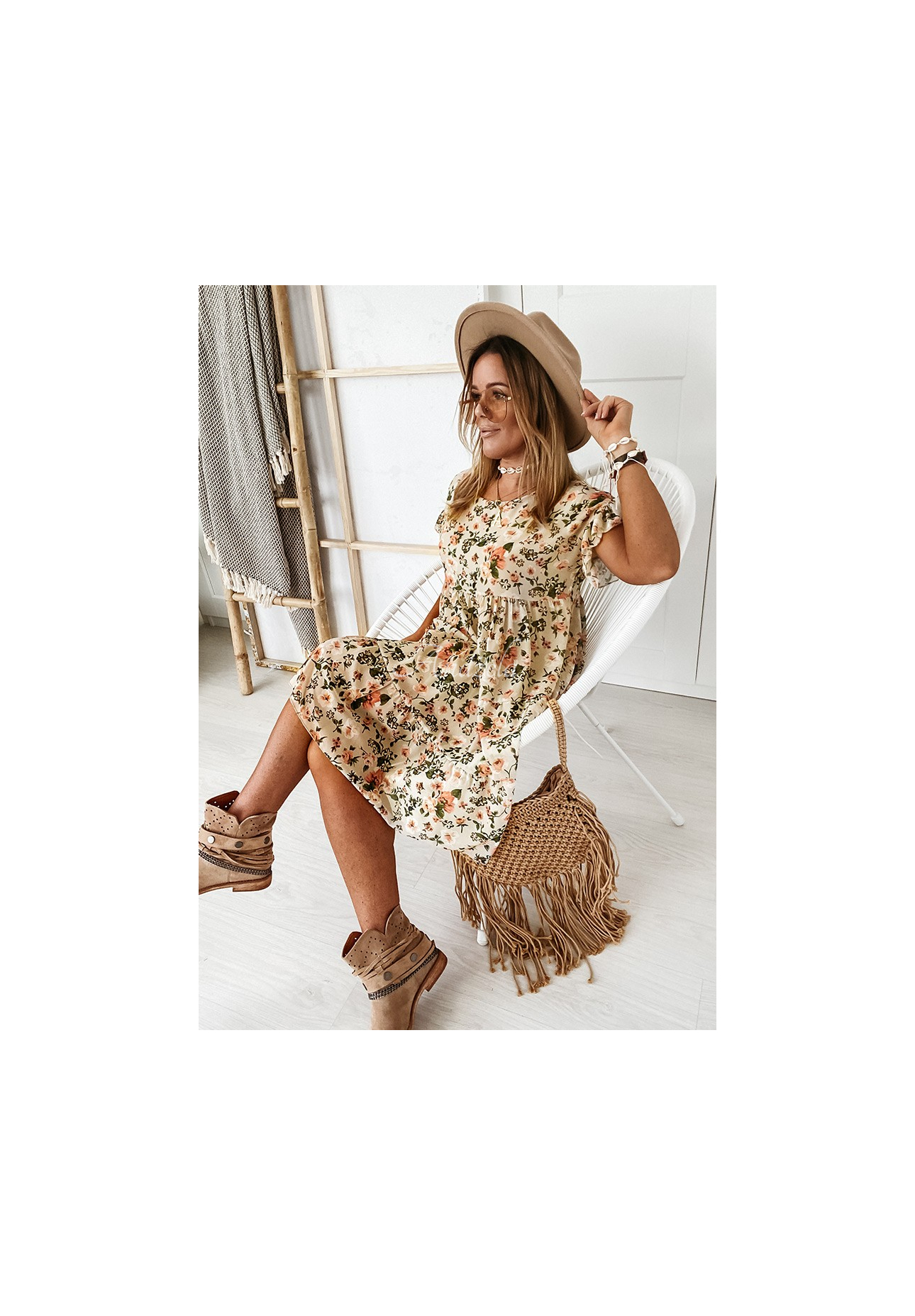 Blumenkleid Bellarose Beige