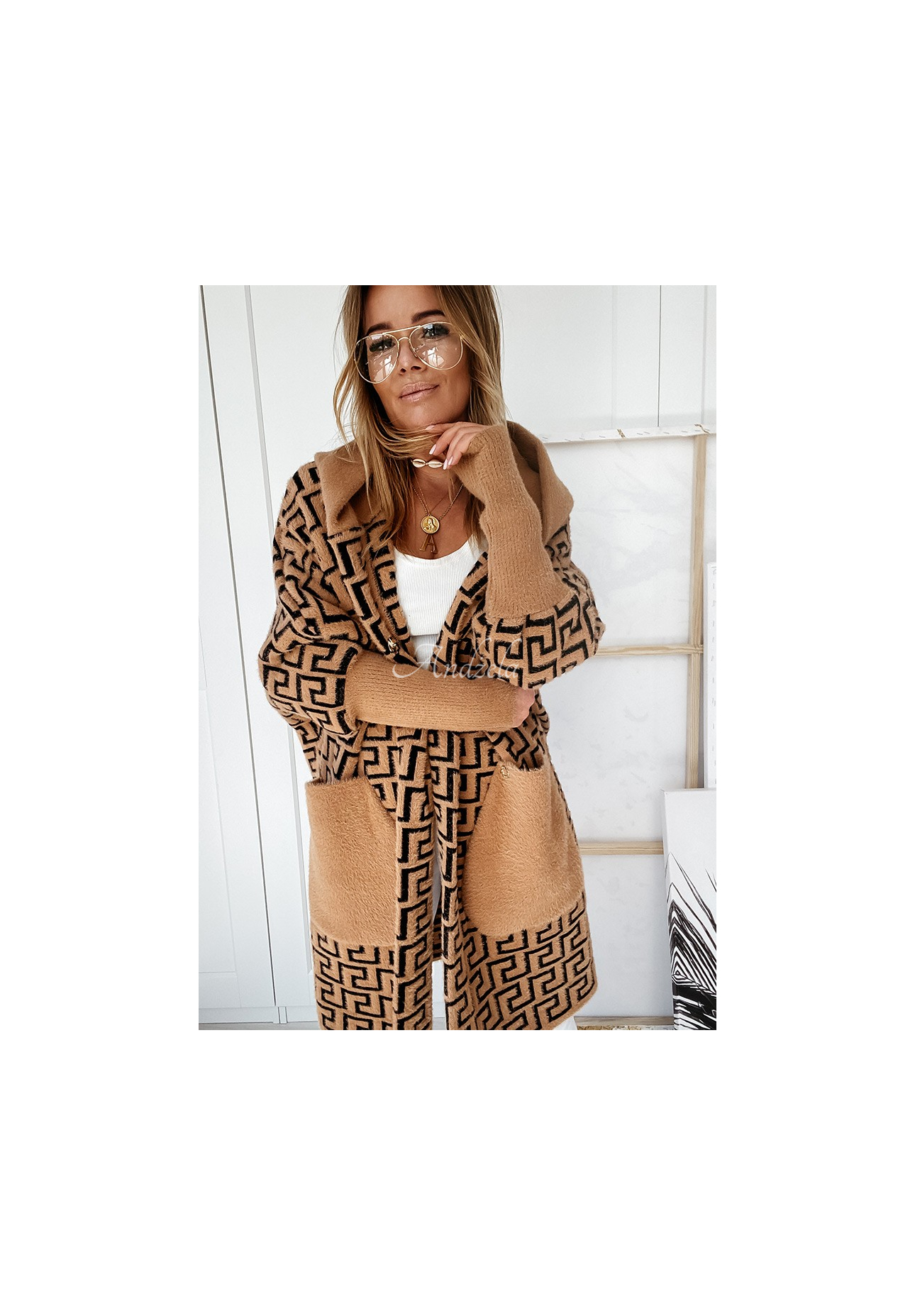 Langer Mantel aus Alpaka Cocomore Viviano Camel