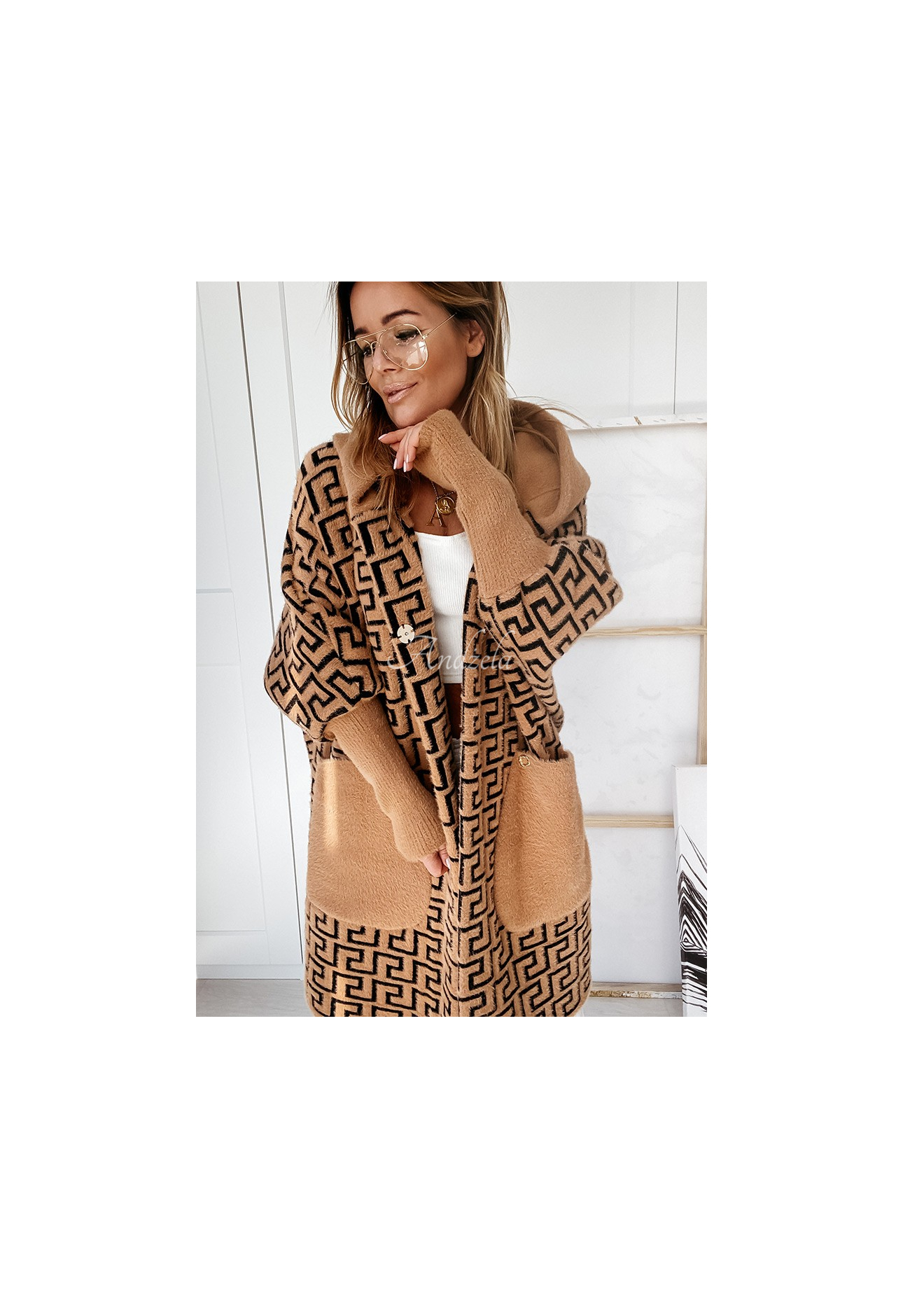 Langer Mantel aus Alpaka Cocomore Viviano Camel