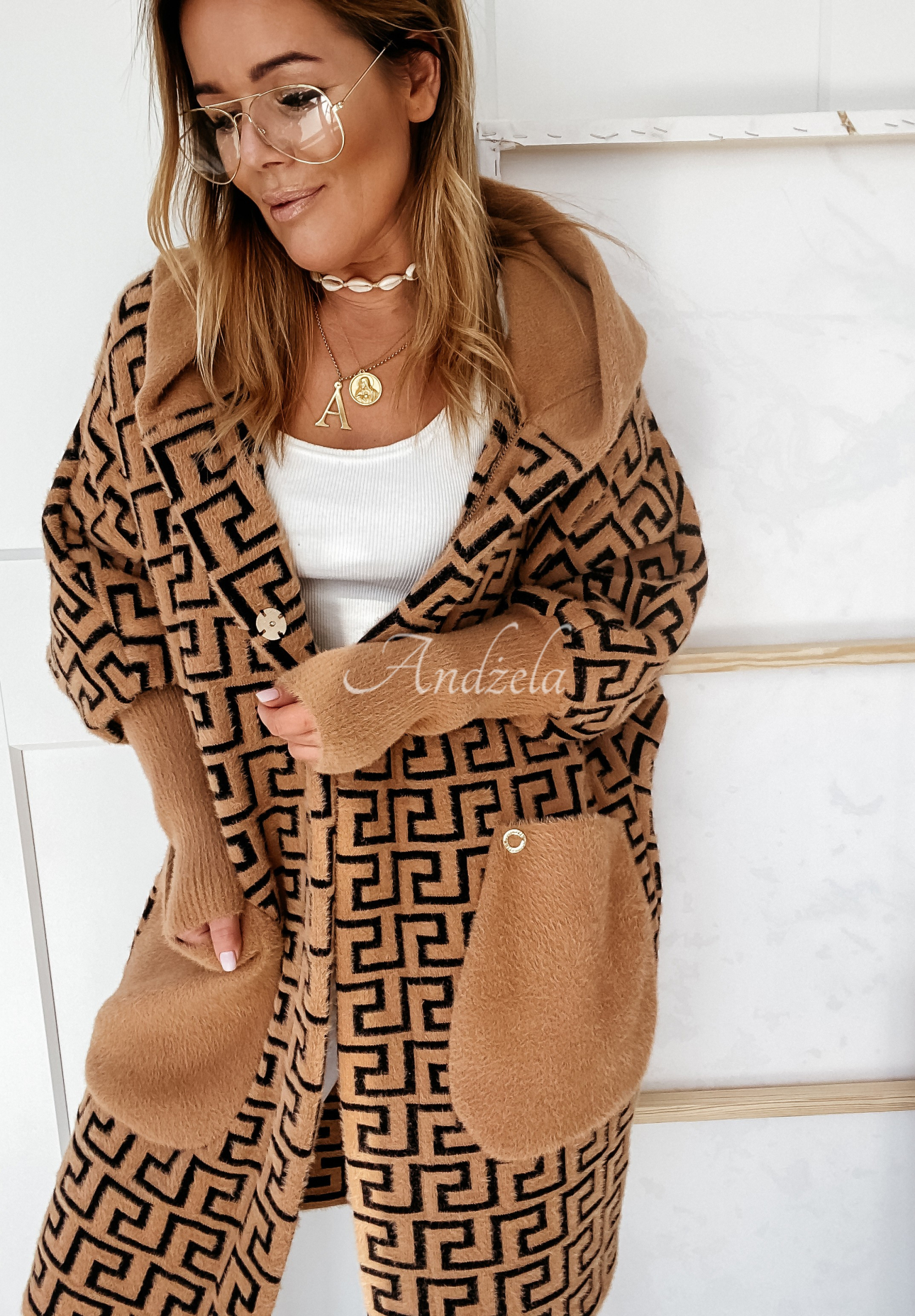 Langer Mantel aus Alpaka Cocomore Viviano Camel
