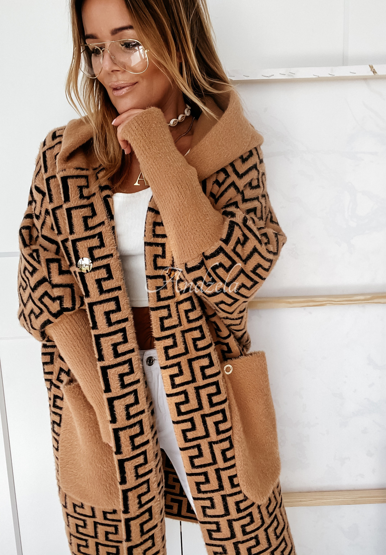 Langer Mantel aus Alpaka Cocomore Viviano Camel