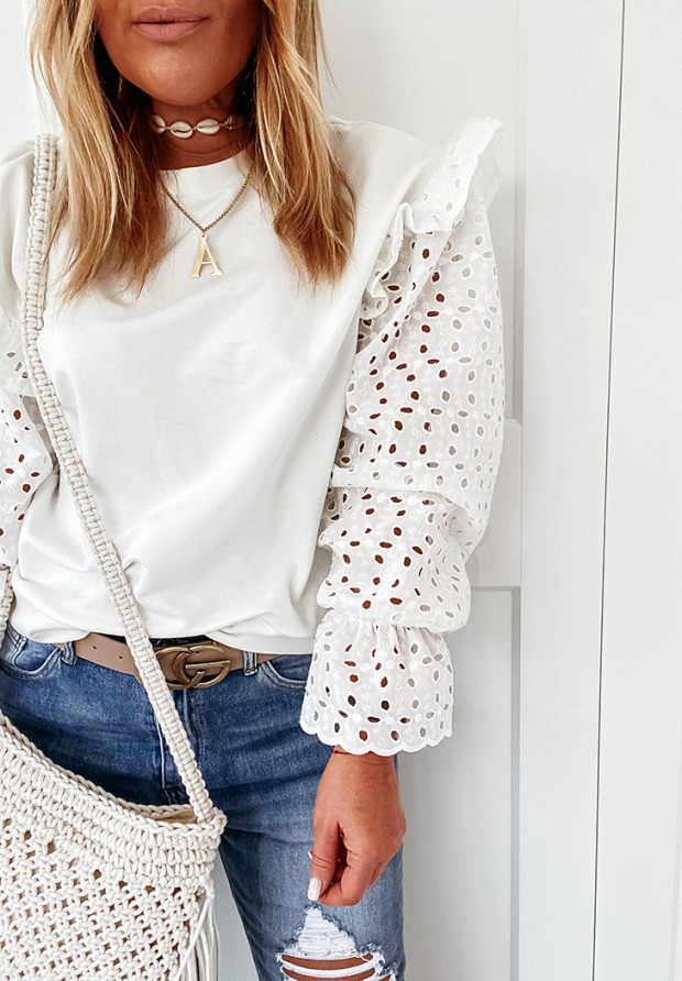 Bluse mit durchbrochenen Ärmeln La Mija Weiß