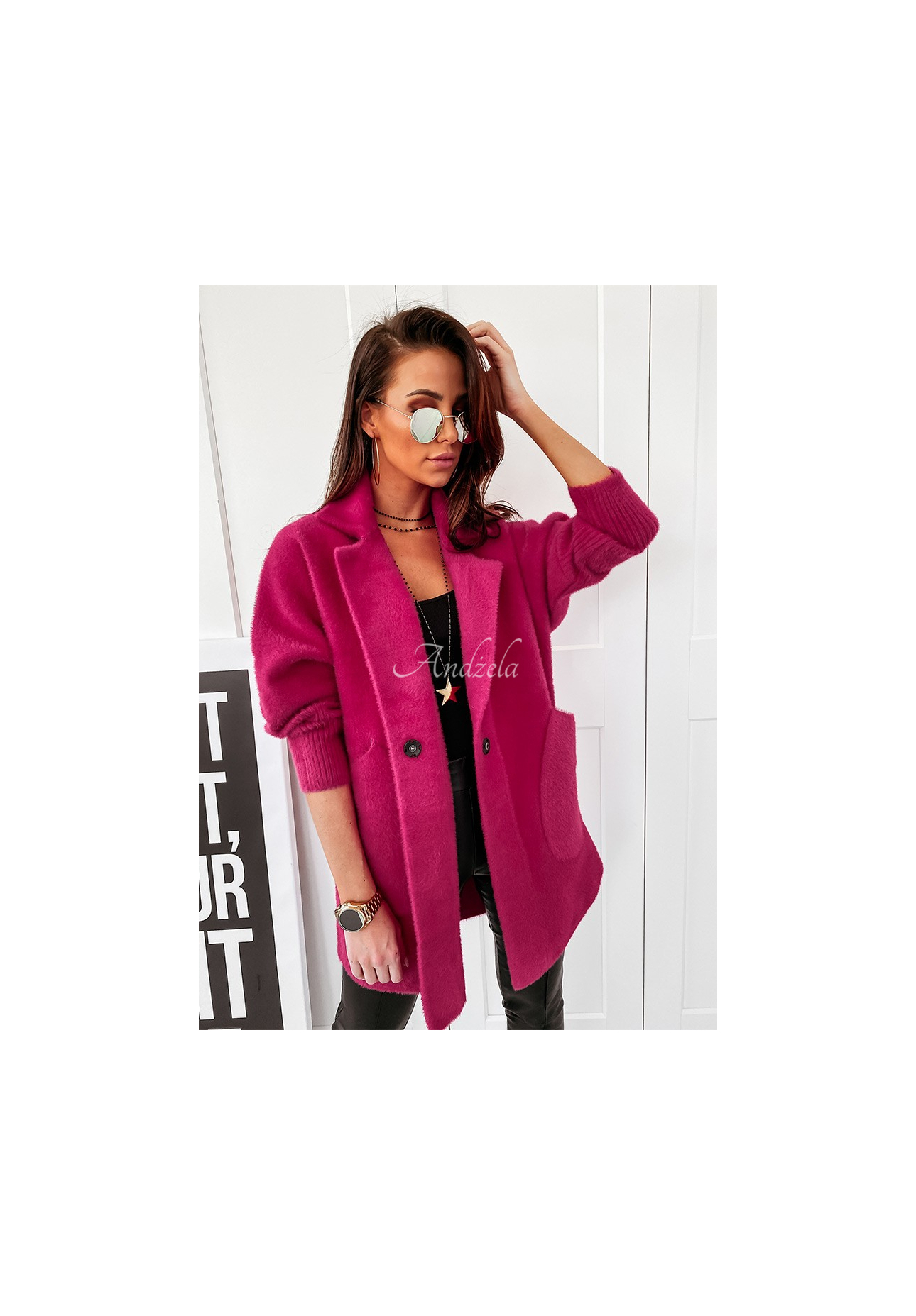 Mantel alpaka oversize Royal Fuchsia