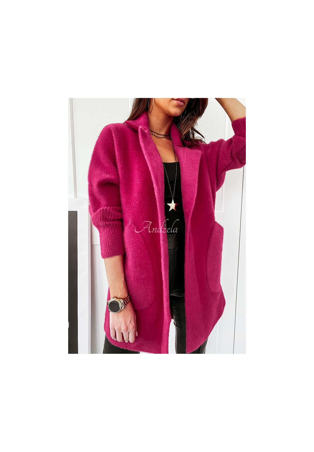 Mantel alpaka oversize Royal Fuchsia
