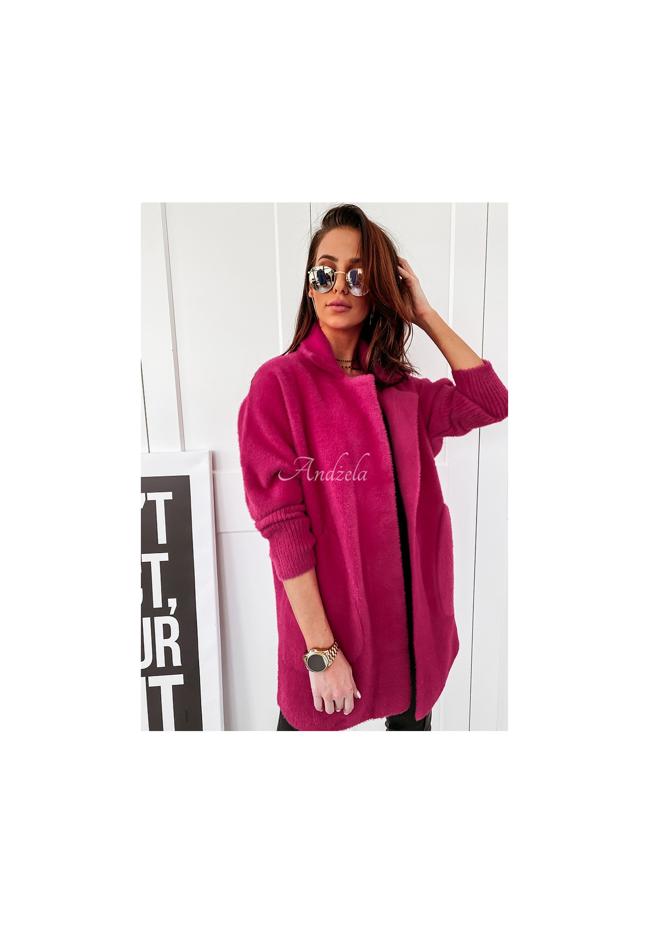 Mantel alpaka oversize Royal Fuchsia