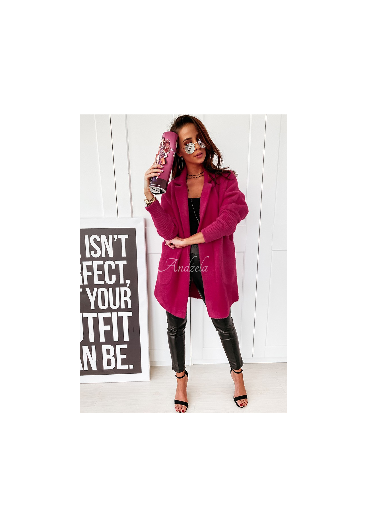 Mantel alpaka oversize Royal Fuchsia