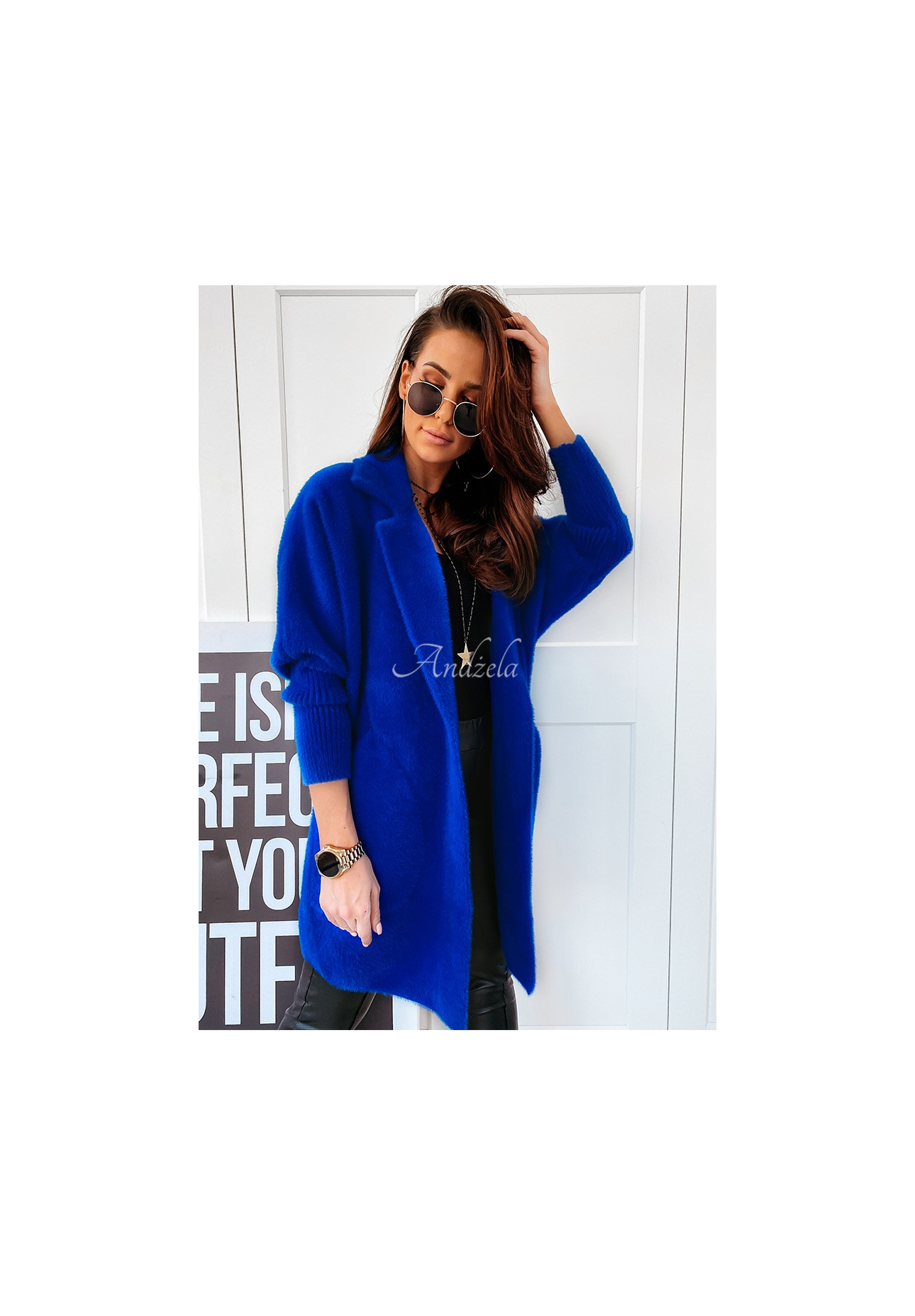 Mantel alpaka oversize Royal Kobaltblau