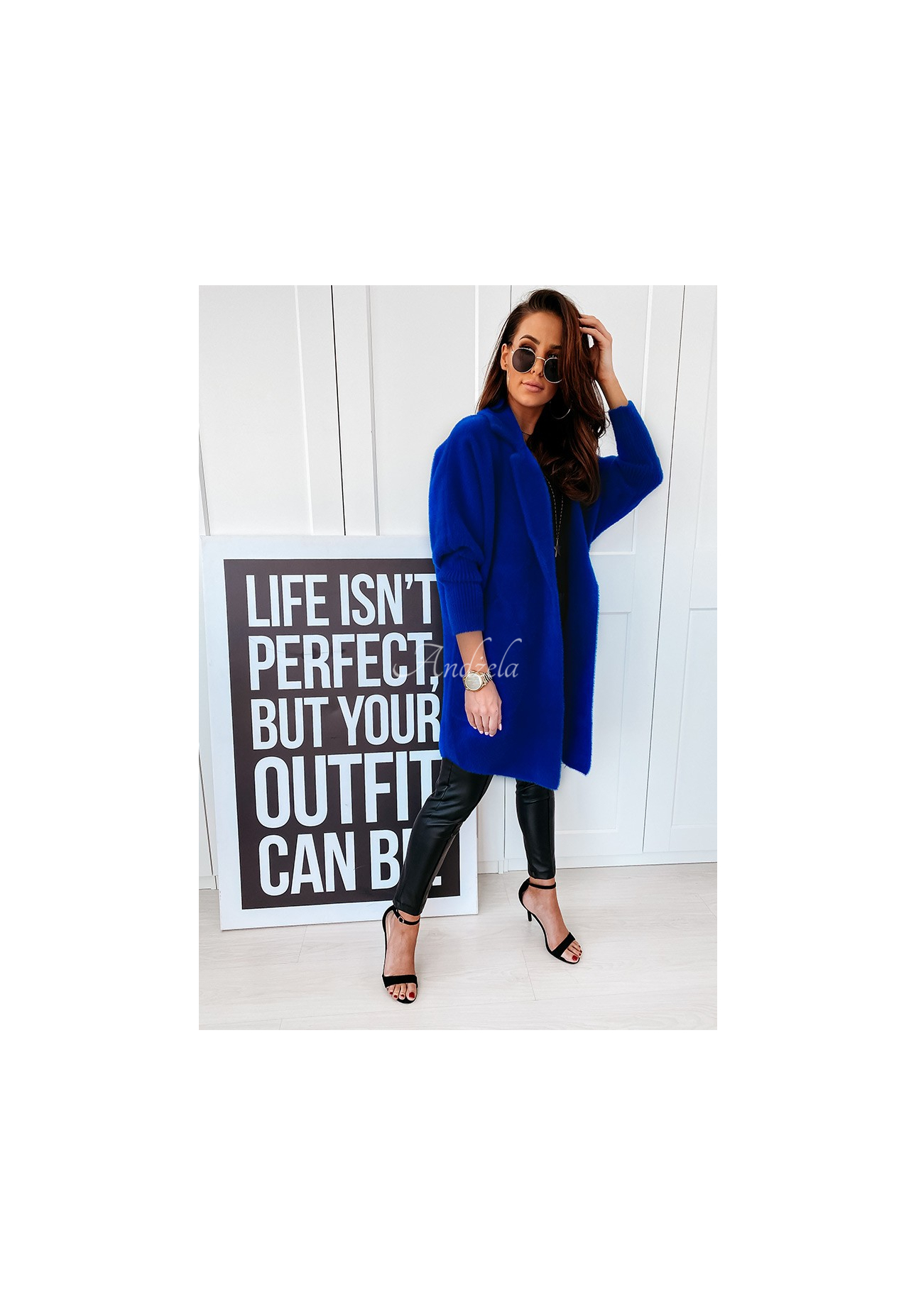 Mantel alpaka oversize Royal Kobaltblau