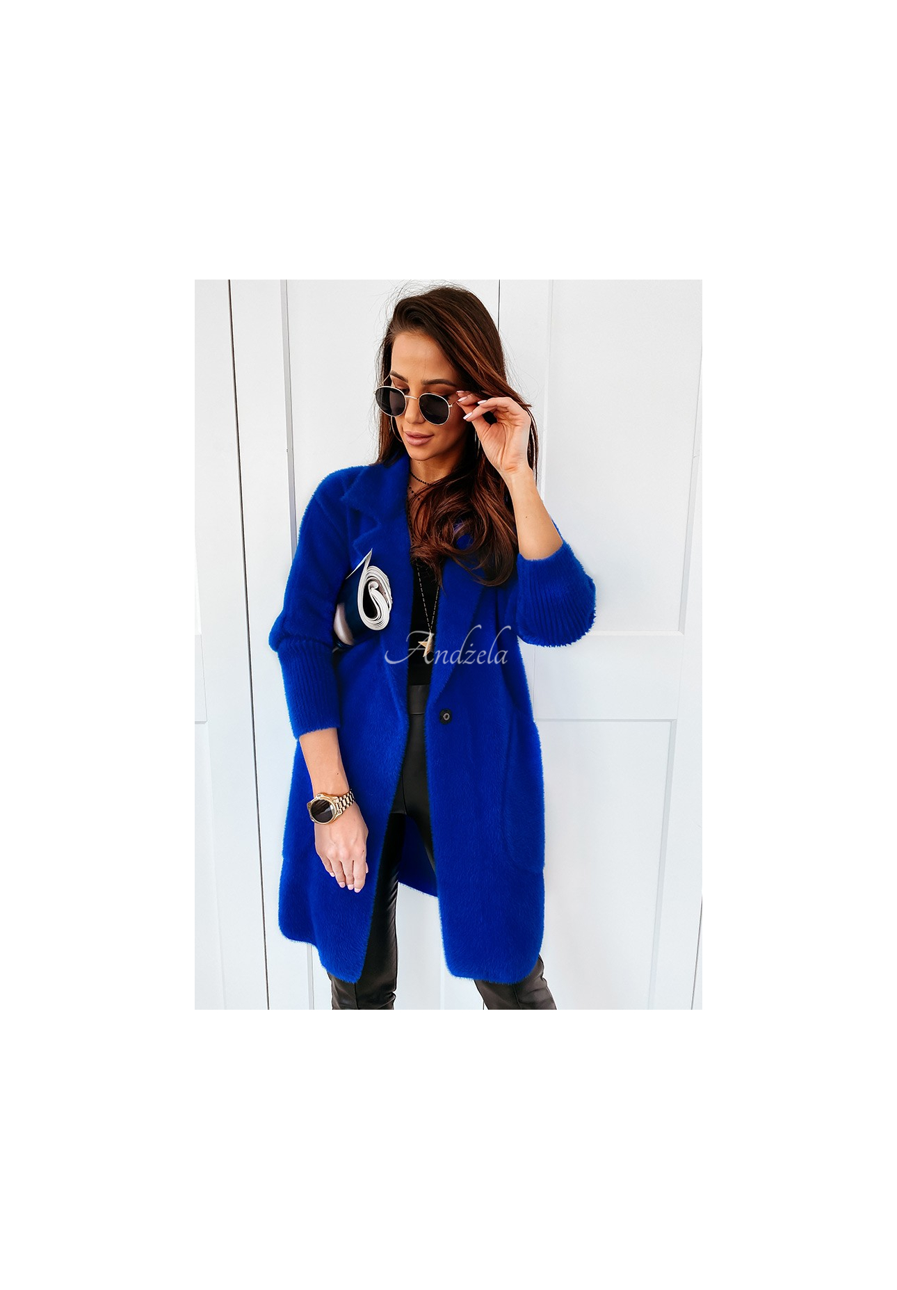 Mantel alpaka oversize Royal Kobaltblau