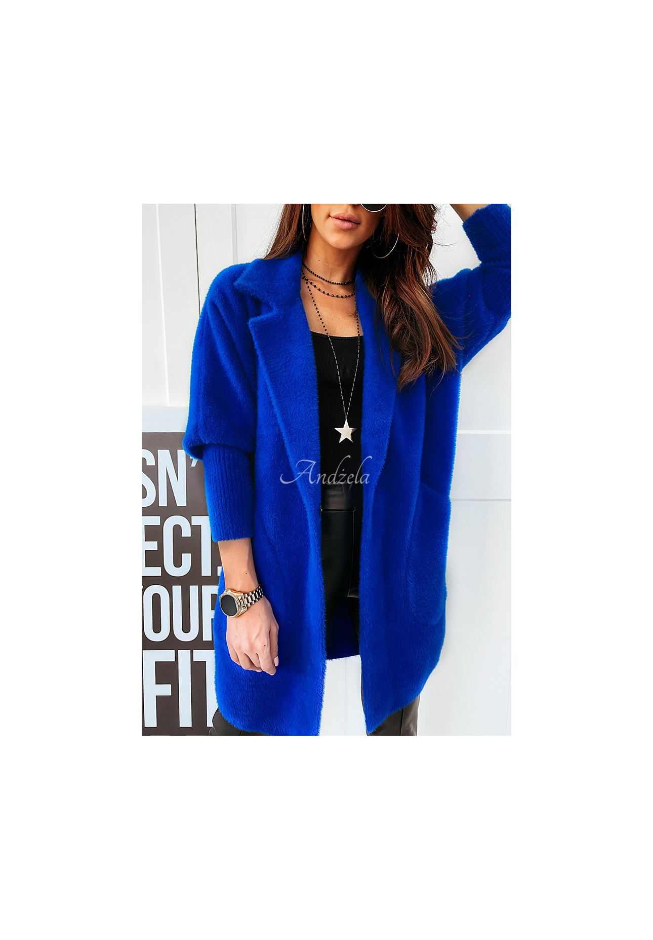 Mantel alpaka oversize Royal Kobaltblau