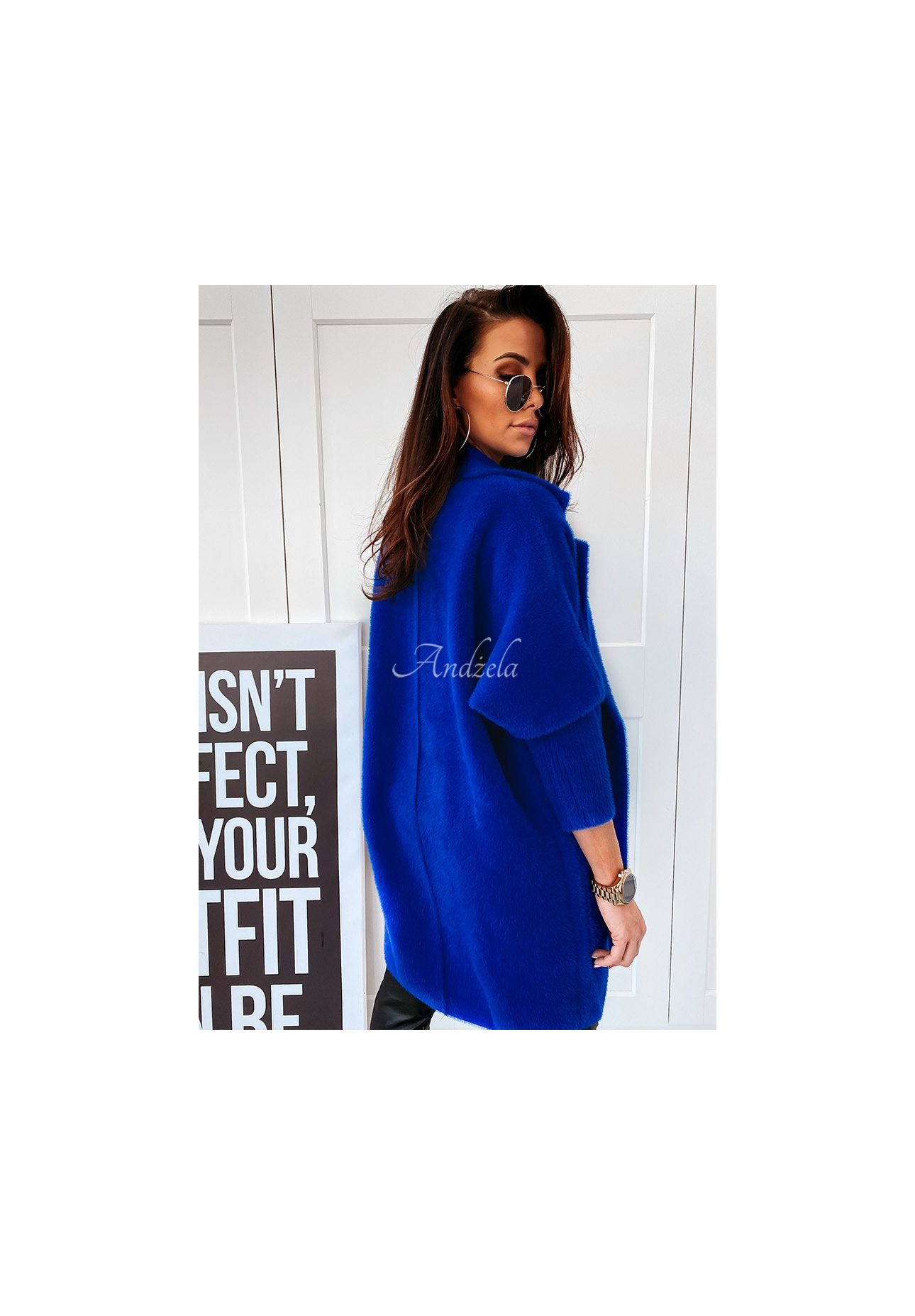 Mantel alpaka oversize Royal Kobaltblau