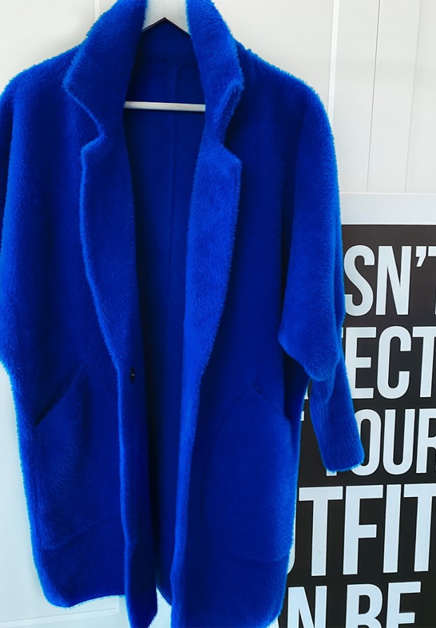 Mantel alpaka oversize Royal Kobaltblau