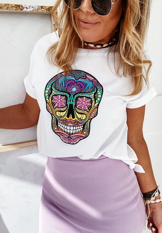 T-Shirt mit Print Skull Weiß