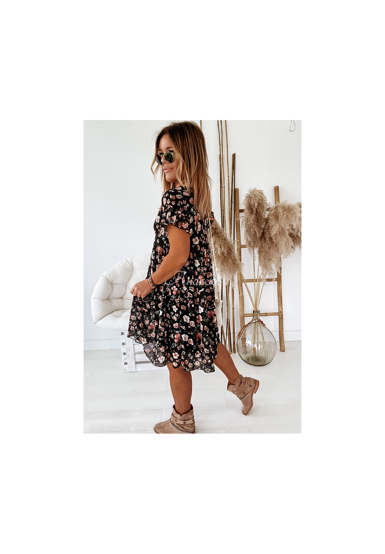 Blumenkleid Bellarose Schwarz